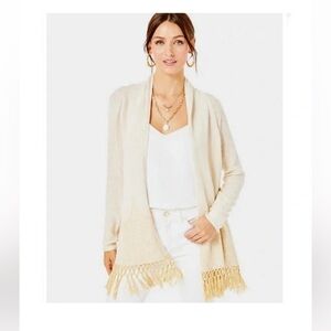 Lilly Pulitzer Cream Tatem Fringe Cardigan boho